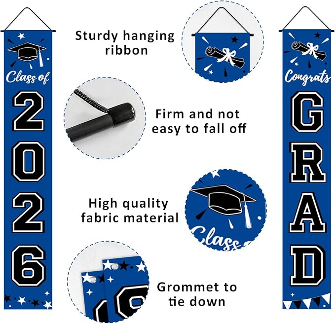 Graduation Decorations 2026, Graduation Banner Class of 2026, Congrats Grad - Image 2