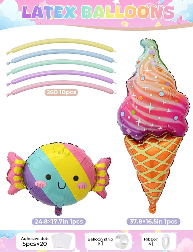 Pastel Balloon Arch Garland Kit, Candy Ice Cream Foil Balloons - Image 5