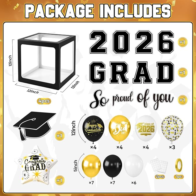 Graduation Decorations Class of 2026-Black and White Graduation Party - Image 2