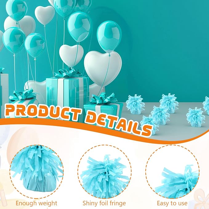 6 Pack Baby Blue Balloon Weights Metallic Holder Anchors Balloon Holder Weights - Image 3