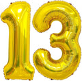 Gold 13 Balloon Number, 40 Inch Number 13 Balloon Large Gold Foil Mylar Helium by BBPOOL