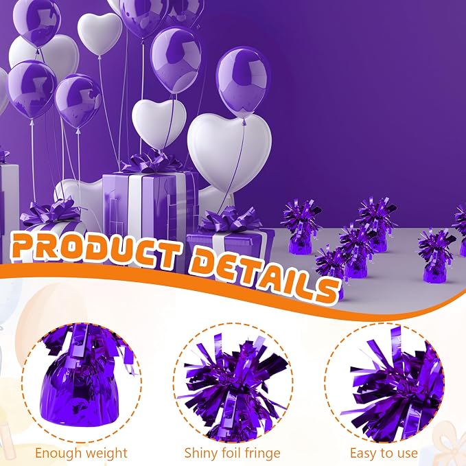 6 Pack Purple Balloon Weights Metallic Holder Anchors Balloon Holder Weights - Image 3