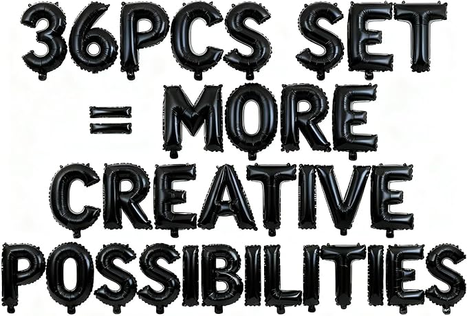 36 Pcs Black Letter Balloons, Custom A-Z Set by GOGAKIE