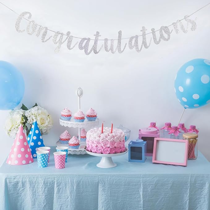 Starsgarden Silver Glitter Congratuation Banner - Image 6