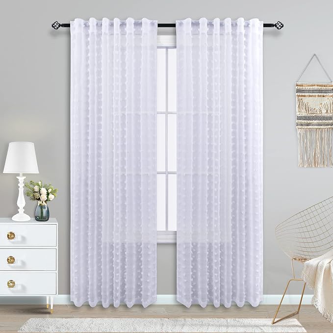KOUFALL White Sheer Curtains 84 Inches Long - Image 2