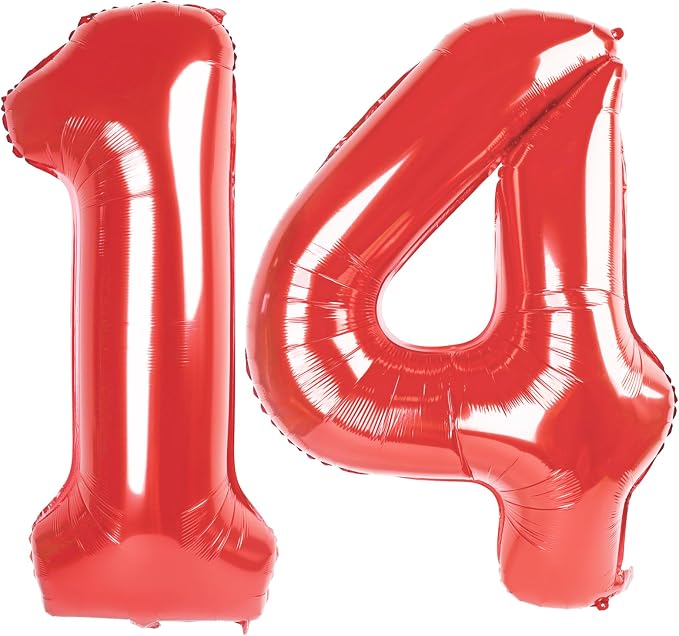 Red 14 Balloon - Number Balloon 40 Inch, 14th Red Birthday Decorations | Large by IWERP