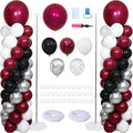 Burgundy Silver Black Balloon Column Stand Kit of 2 | 102Pcs Maroon Balloons by ZyloonDecoration