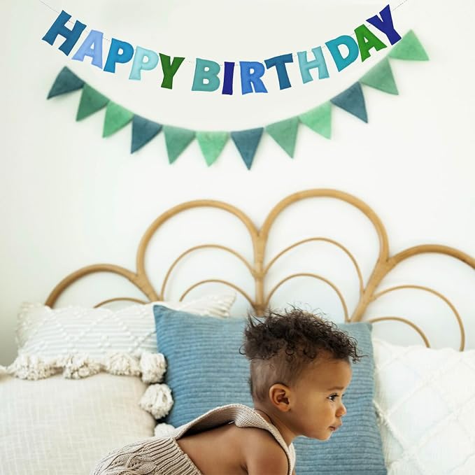 Pre-Strung 3D Felt Happy Birthday Banner, Handmade Happy Birthday Sign - Image 5
