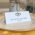 Linked Hearts Place Cards, Black (Choose Color), Set of 60, Pre-cut and Scored - Wedding, Party, Dinner, and Special Events - Made in the USA