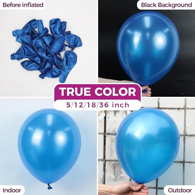 Bezente Pearl Blue Latex Round Helium Party Balloons 100 Pack 12 inch | Pearl - Image 2
