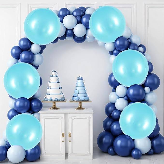 Metallic Light Blue Balloons, 22 Inch Large Sphere Round Balloons - Image 2