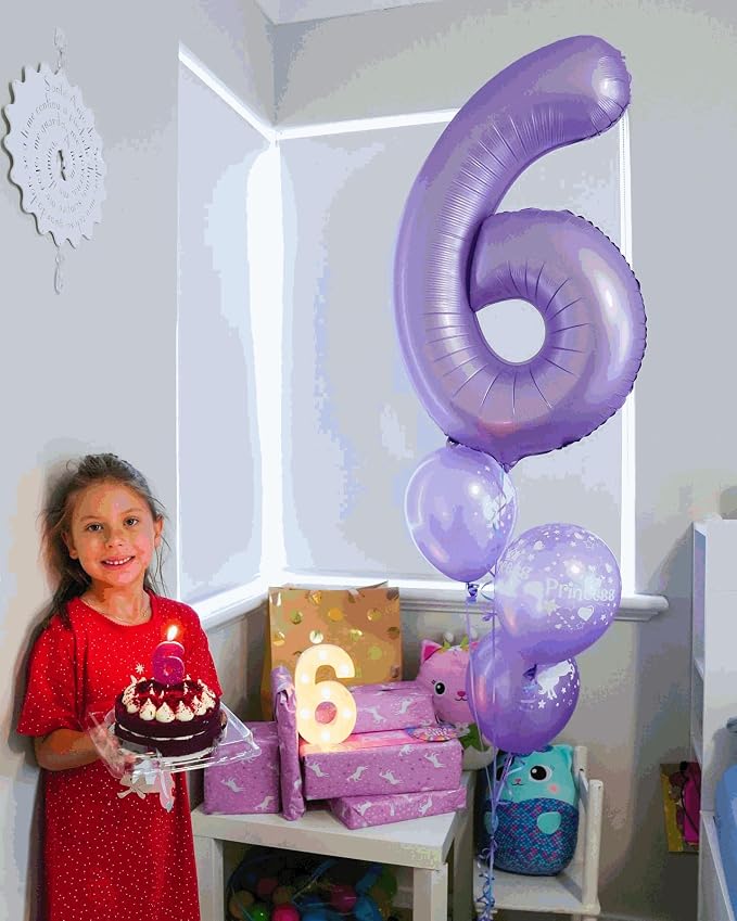 2 Balloon - Lilac Birthday Number Balloons, 40 Inch Decorations Men Women | - Image 7