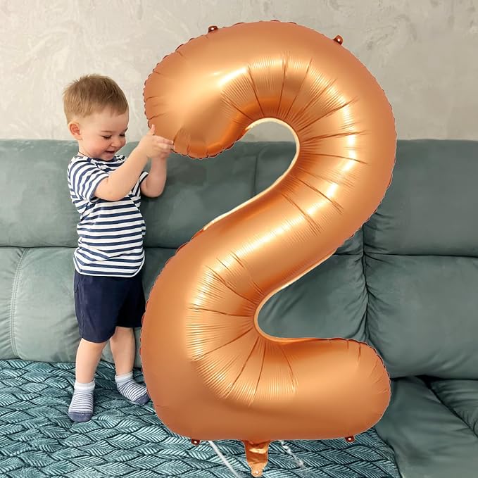Orange Number 1 Balloon, Large Self Inflating Foil Number Balloons 1 Decor - Image 3
