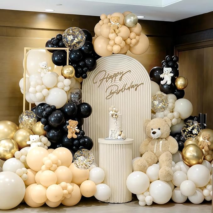 Black Nude White Gold Balloon Garland Arch Kit - Image 6