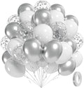 60pcs White and Silver Balloons 12inch by Awenztech