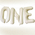 40 Inch Beige One Balloons, Giant Cream White Letters One Balloons Foil Mylar by Lovoir