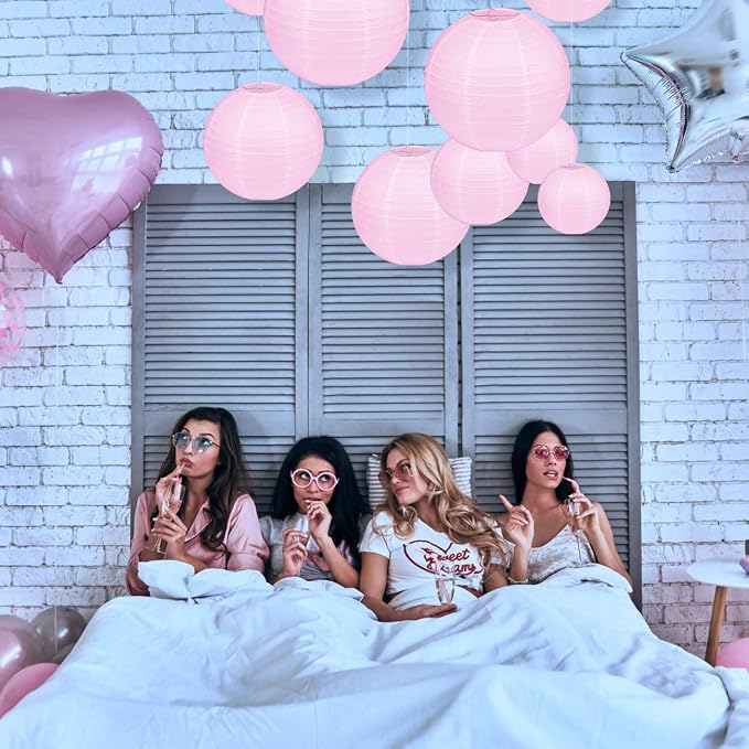 LIHAO Pink Paper Lanterns, 10 Pack, 6/8/10/12 Inch, Wedding Party Decor | - Image 5