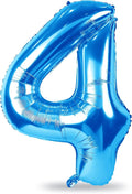 Blue 4 Balloons, 40 Inch Large Foil Number Balloons Set 0-9, Self Inflating by Lingqiang