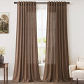 Caramel Brown Linen Curtains 96 Inches Long by Nanspring