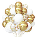 PATYDECRO White and Gold Balloons 50pcs 12 Inch | by PATYDECRO