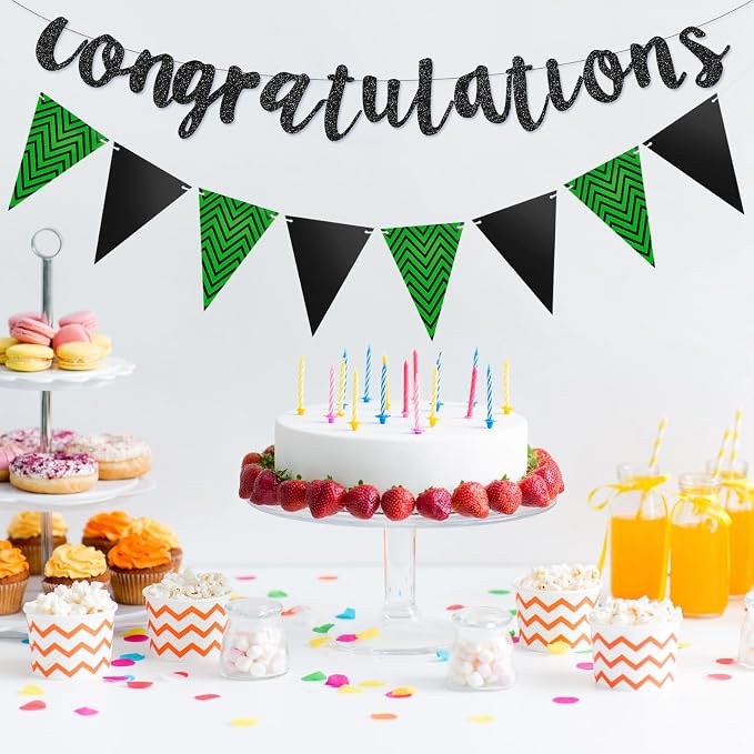 Boao Pre-strung Congratulations Banner Sign Glitter Congratulation Banner 10 ft - Image 5