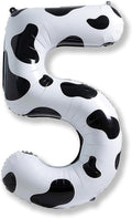 Cow Print Number Balloons 5 for Kids, 40 Inch Foil Large Number 5 Self by Isndare