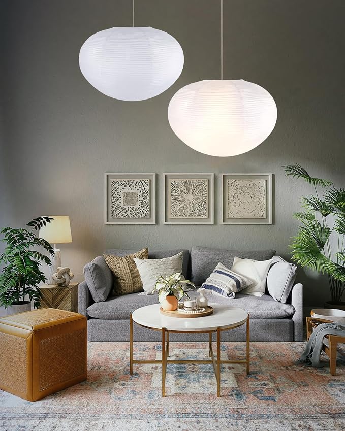 White Paper Lanterns, 20.87" Noguchi Paper Lantern Lamp shade, 1 Pack | Large - Image 3