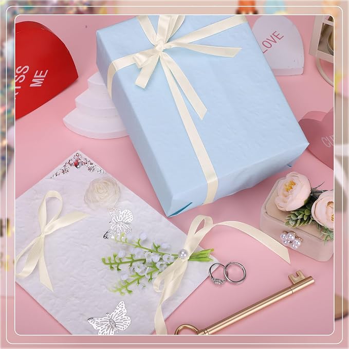 woric 120 Yards Ivory Satin Ribbon 3/8 Inch Thin Cream Ribbons | Single-sided - Image 6