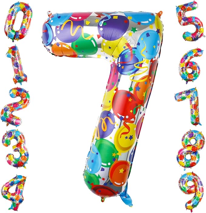 40 Inch Number 7 Balloon Colorful Foil Mylar Balloons by TNCDJKPA