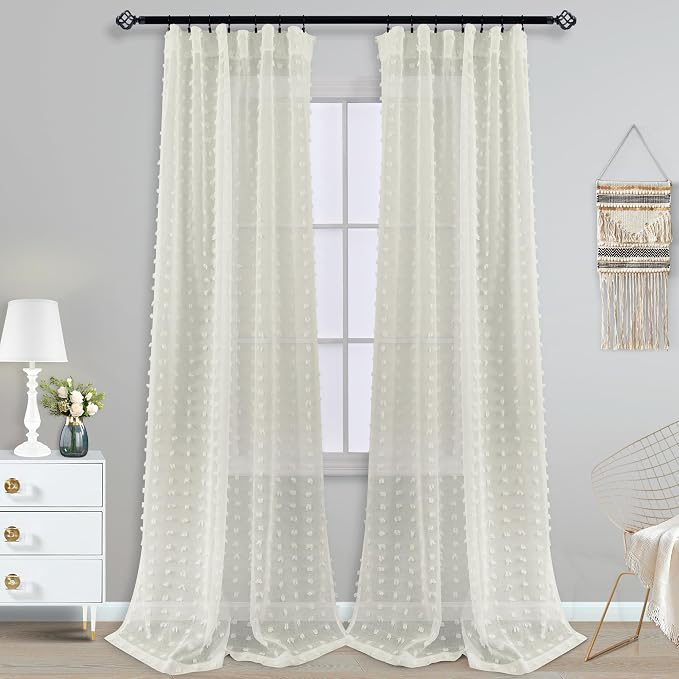 KOUFALL Cream Off White Curtains 96 Inches Long - Image 7