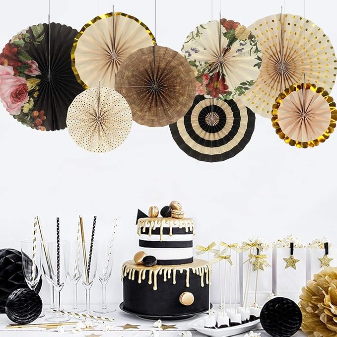 Party Hanging Paper Fans Decoration Set - Image 4