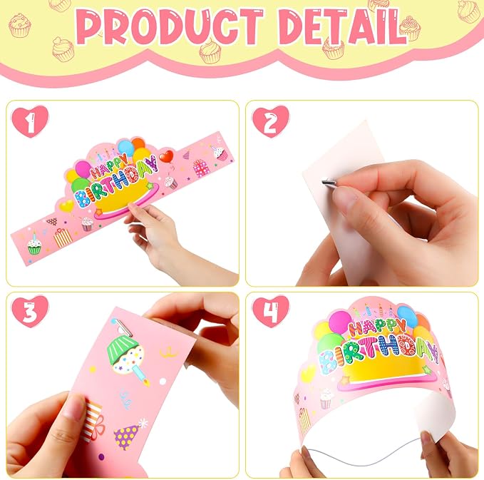 Yunsailing 36 Pcs Happy Birthday Crowns - Image 3