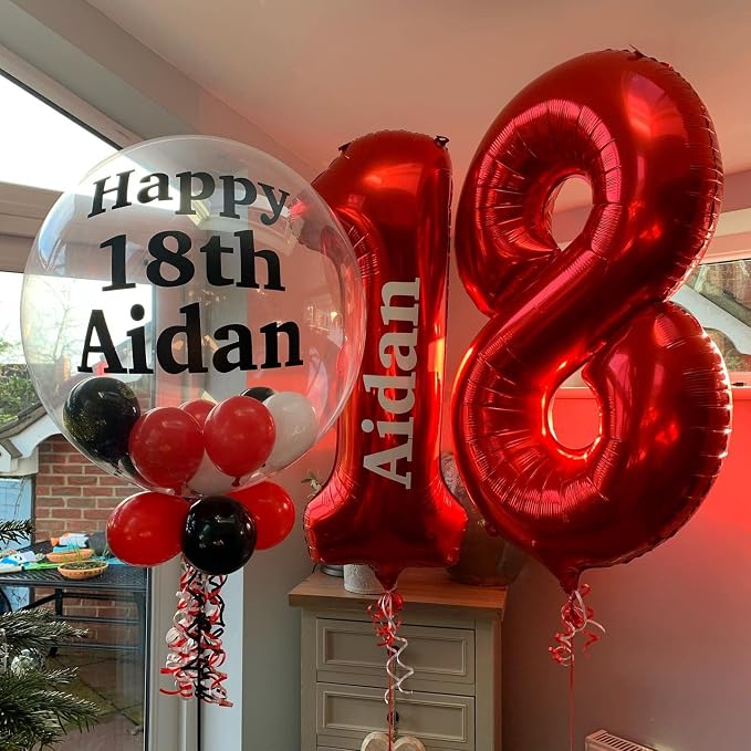 40 Inch Red 18 Number Balloons Giant 18 Balloons Red Birthday 18 Balloons 18th - Image 5