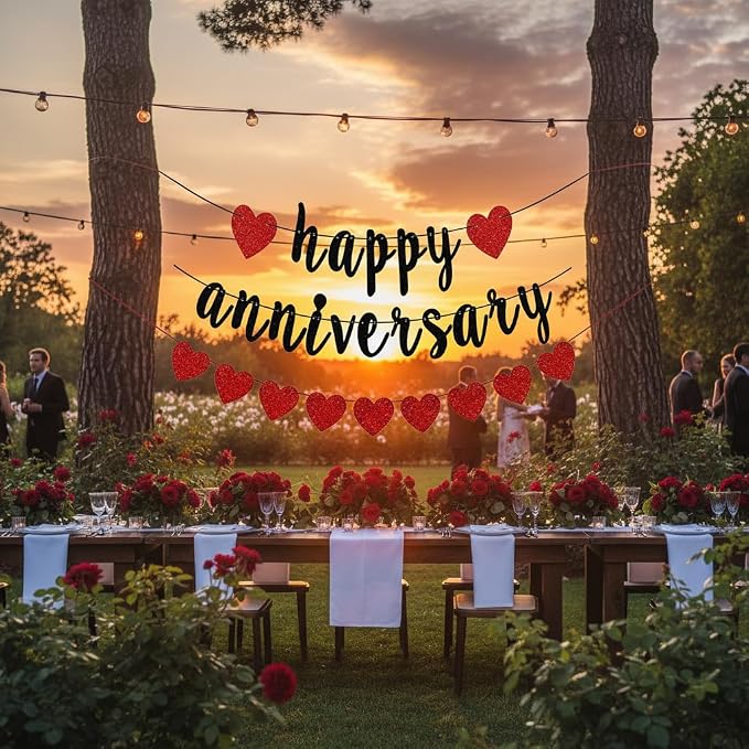 Happy Anniversary Banner, Glitter Paper and Cardstock, 6 ft Banner - Image 8