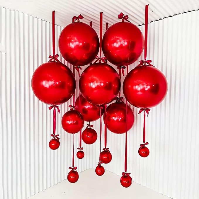 13pcs Red 4D Balloons 22" 18" 10" 4D Red Ball Balloon Red Metallic Foil - Image 3