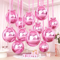 Pink Round Foil Balloons with Satin Bows and Ribbon by FunHot