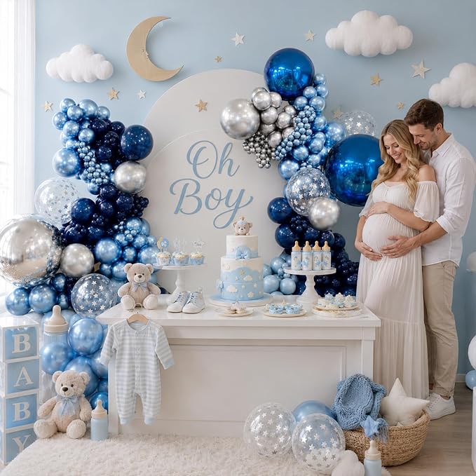 Blue Silver Balloons Set - Image 7