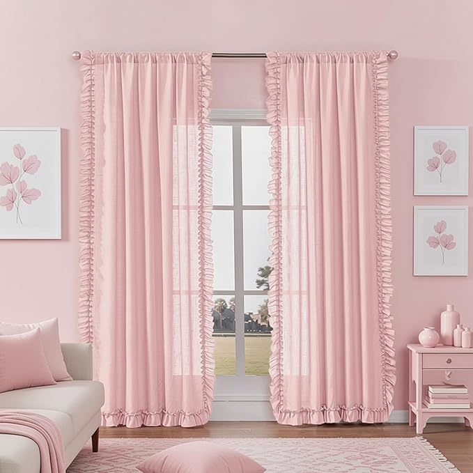 TERLYTEX Blush Pink Linen Curtains - Image 4