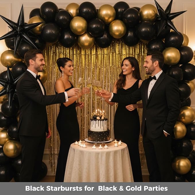 LOVESTOWN 72 PCS Black Star Balloons, Anniversary Space Themed Party Decorations - Image 2