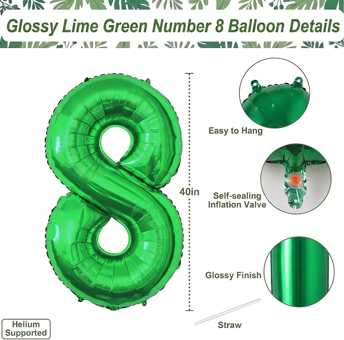 Green Number 18 Balloon 40 Inch, Shiny Foil Duo - Image 4