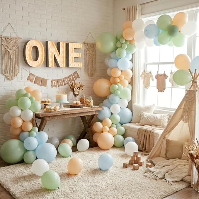 Pastel Blue Green Baby Shower Balloons - Image 6
