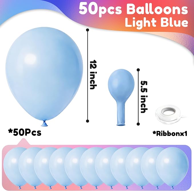 Light Blue Balloons, Baby Shower, Anniversary, Graduation, Wedding Decorations - Image 2