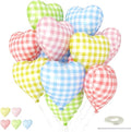 Pastel Checkered Heart Balloons, 18Inch Light Pink Blue Yellow Green Red by TAOYE