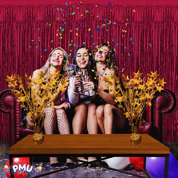 PMU 12 Pack Bursting Star Metallic Foil Spray Centerpiece- Metallic Orange - Image 5