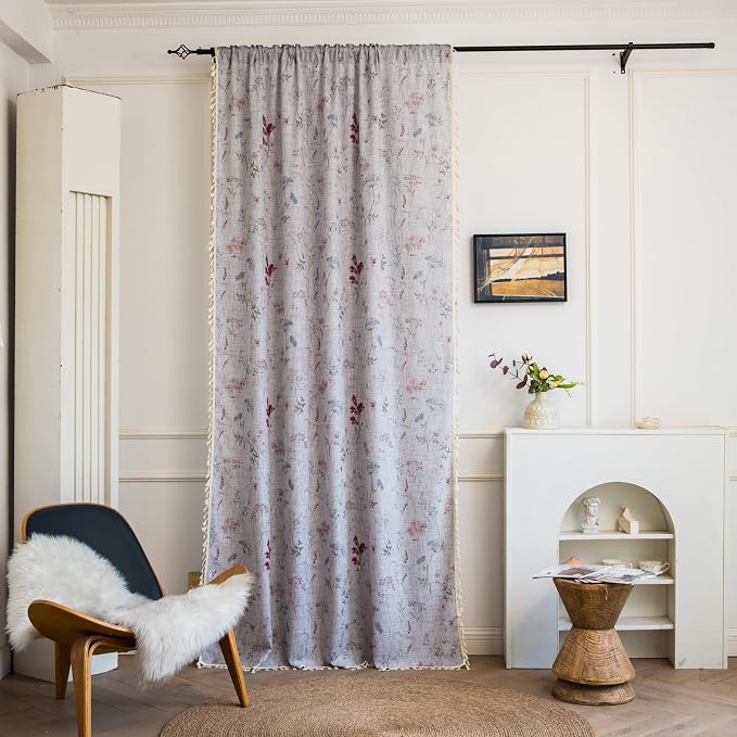 ENJOYBRIDAL Floral Curtains 84 Inch Long Semi Sheer Cute Drapes Light Filtering - Image 4