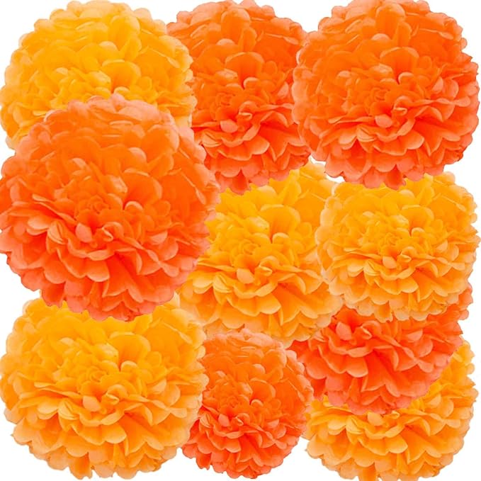We Moment Orange Paper Pom Poms Decorations by We+Moment