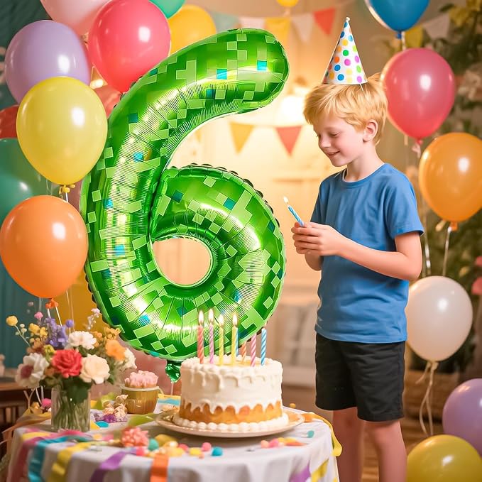 Green Number Balloons, Gaint Green Pixel Number 3 Balloon 40 Inch Dark green 3 - Image 7
