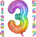 40 Inch Rainbow Number Balloon 3, Large Number Foil Balloons Mylar by PatiCool
