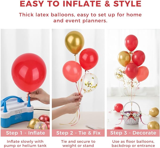 LovesTown 60PCS Red Gold Balloon Garland Kit - Image 6