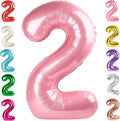 Number 2 Balloon Birthday Decorations, 40In Pearl Pink Balloons by Mluchee